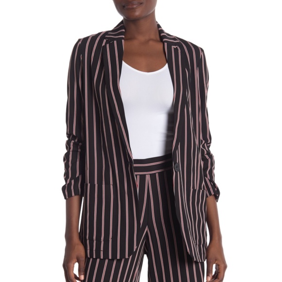 Max Studio Jackets & Blazers - Max Studio Womens Striped Soft Notch Lapel Blazer